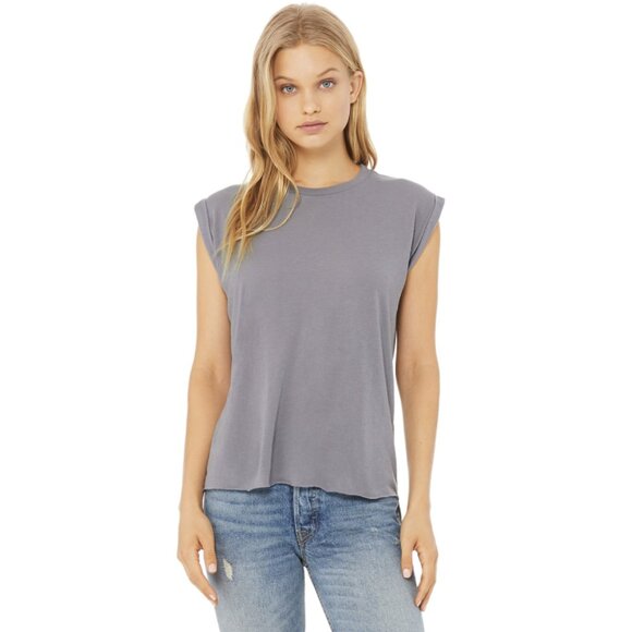 ⭐️ $10 - BELLA + CANVAS FLOWY SLEEVELESS MUSCLE TEE W/ ROLLED CUFF - Picture 1 of 3